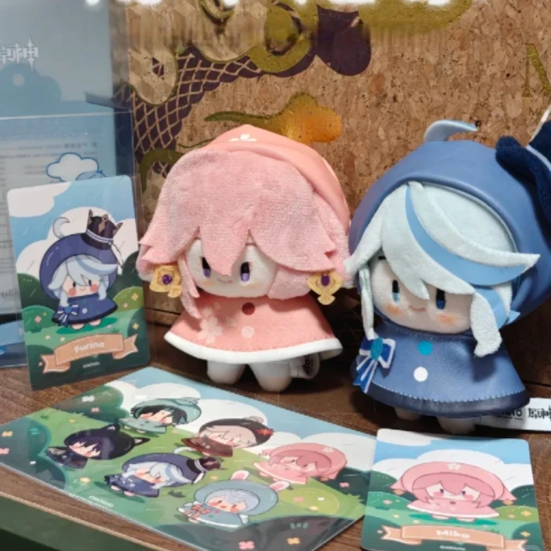 Genshin-accesorios de Cosplay Xiao Furina Kazuha, colgante de felpa con tema divertido en la lluvia, llaveros suaves, juego coleccionable