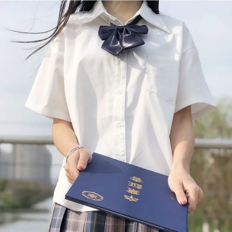 

White Shirts Women Schoolgirl High Street Casual Blusas Short Sleeve Basic Aesthetic Soft Sweet Kawaii Japanese Style Summer Y2k