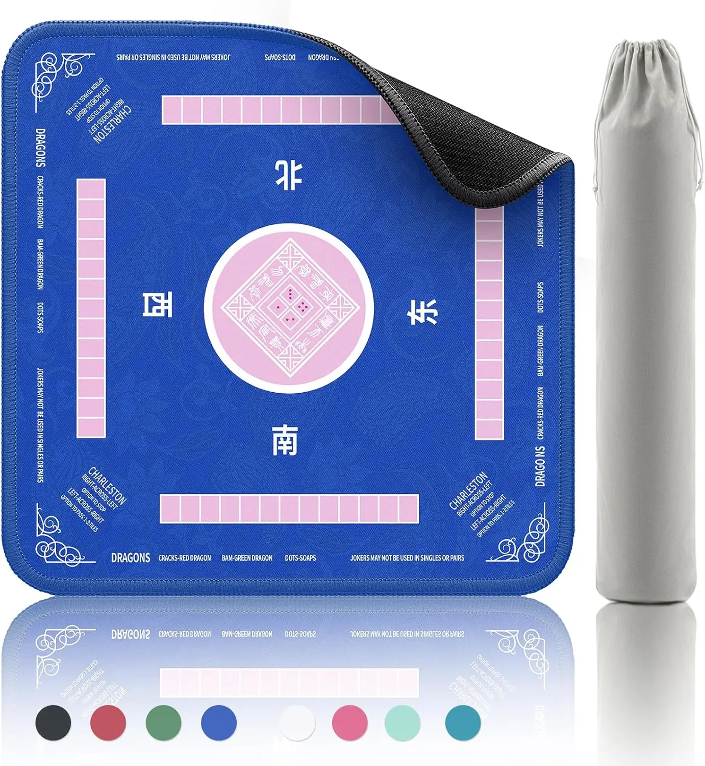 

Нескользящий игровой коврик с шумопоглощением 32,4x32,4 дюйма для маджонга, покера, настольных игр, карточных игр, домино, синий