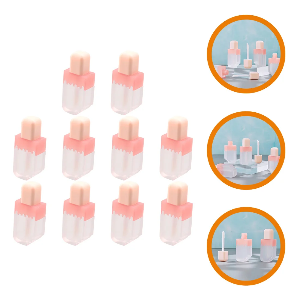 10 Pcs Clear Lip Gloss Tube Oil Container Round Balm Tubes Supply Travel