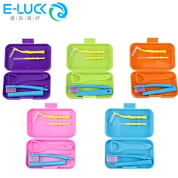 1box Dental Cleaning Care Kits Portable Travel Oral Cleaning Kits Detachable Toothbrush Interdental Brush Tongue Scraper