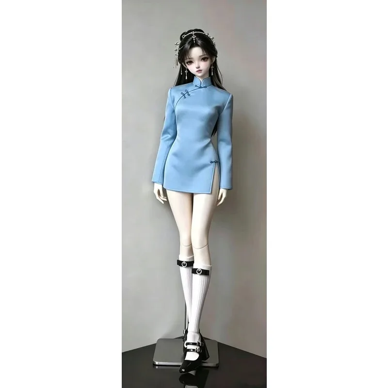 [Nur Kleidung im Angebot] 1/3 1/4 1/6 Republik China Schlankes Langarm-Cheongsam mit Seitenschlitz für BJD-Actionfiguren-Zubehör – Detail 5
