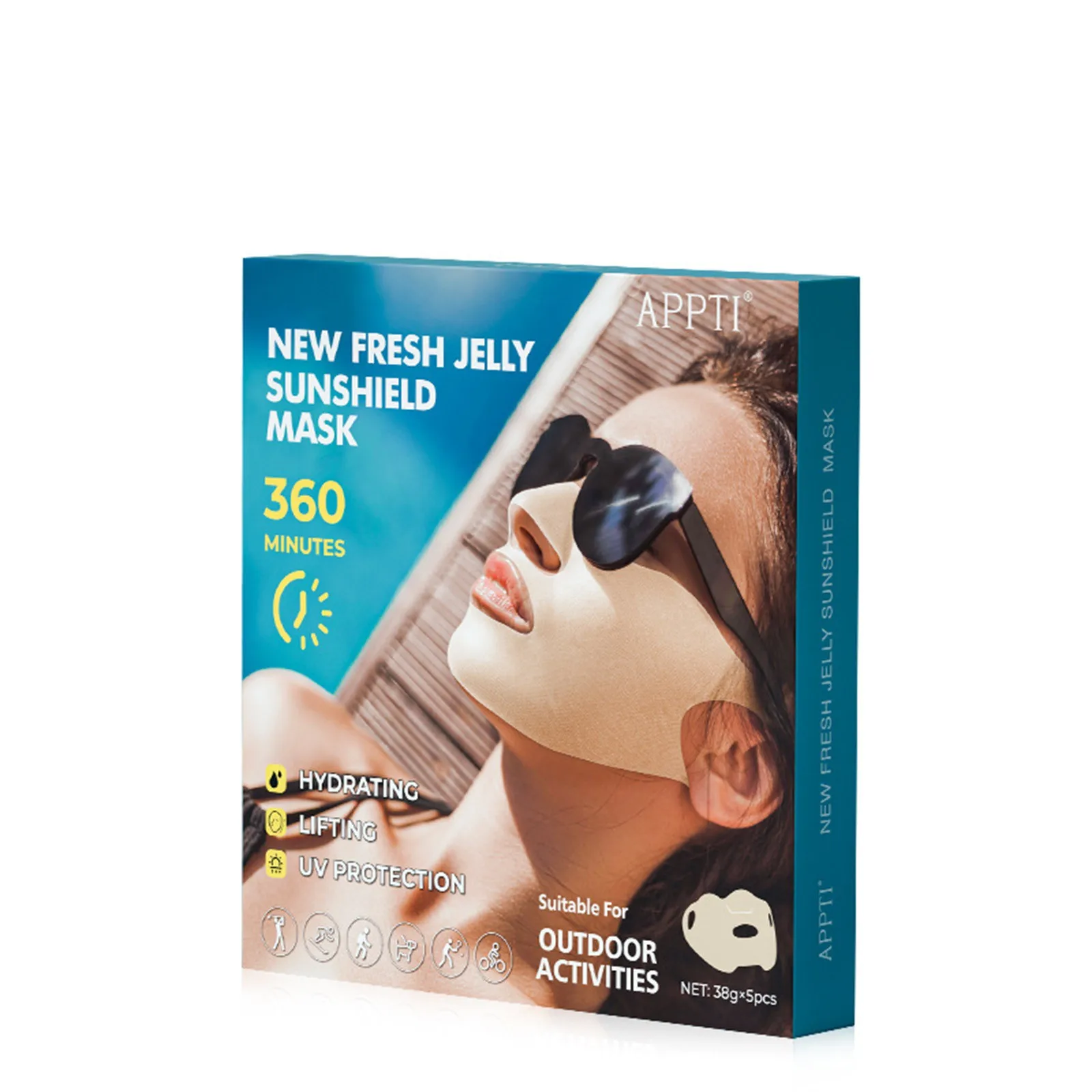 Patch per protezione solare da golf Maschera per la cura UV all'aperto Gel idratante Maschera per la cura della pelle Maschera al collagene di sollevamento adatta per sport all'aria aperta in bicicletta