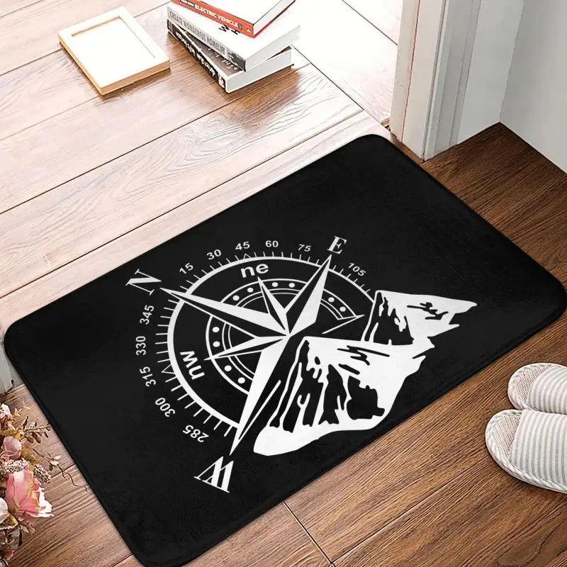 

Navigate Mountain Adventure Compass Front Door Floor Entrance Mat Indoor Bath Kitchen Doormat Bedroom Carpet Rug