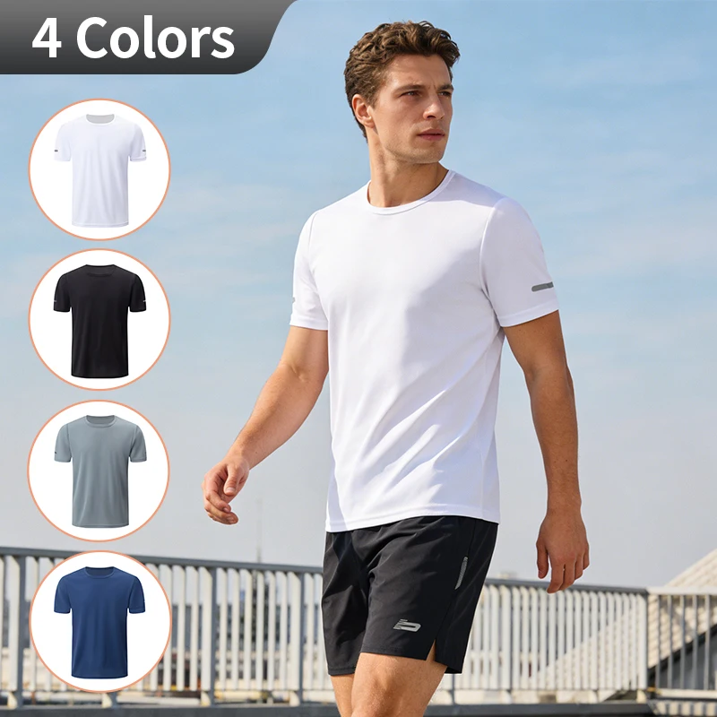 

2/4piece summer men's solid color casual multi-color short sleeved youth comfortable sports running T-shirt loose breathable top