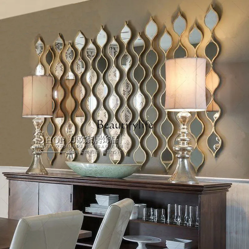 Neoclassical, decorative mirror, entrance American wall decoration background wall model room decorative hanging mirror
