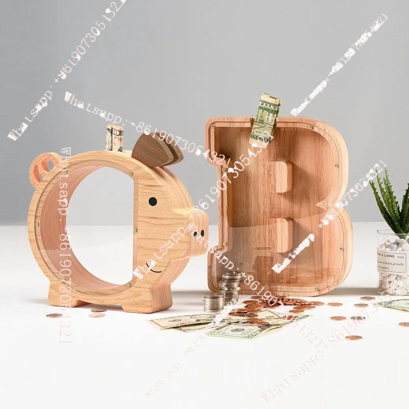 piggy piggy bank children's creative piggy bank transparent acrylic coin storage tank screws cannot be disassembled