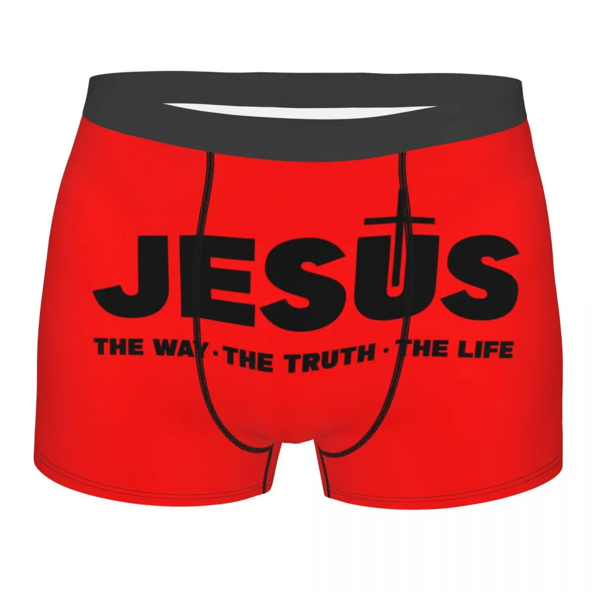 Ropa interior personalizada de Jesucristo, el camino, la verdad, la vida, religión, Cruz, fe, calzoncillos Boxer, pantalones cortos elásticos, bragas, calzoncillos