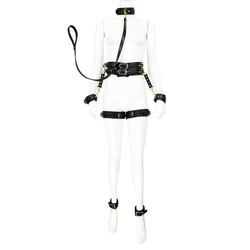 Thierry Bondage Set PU Leather Handcuffs Wrist Ankle Thigh Cuffs, Waist Belt, Collar, BDSM Sex Toys for Couples Adult Games