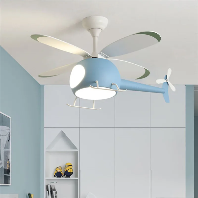 TEMOU-Ventilateur de plafond nordique pour enfants, lumière LED créative personnalisée, ventilateur de plafond pour restaurant, chambre à coucher, étude