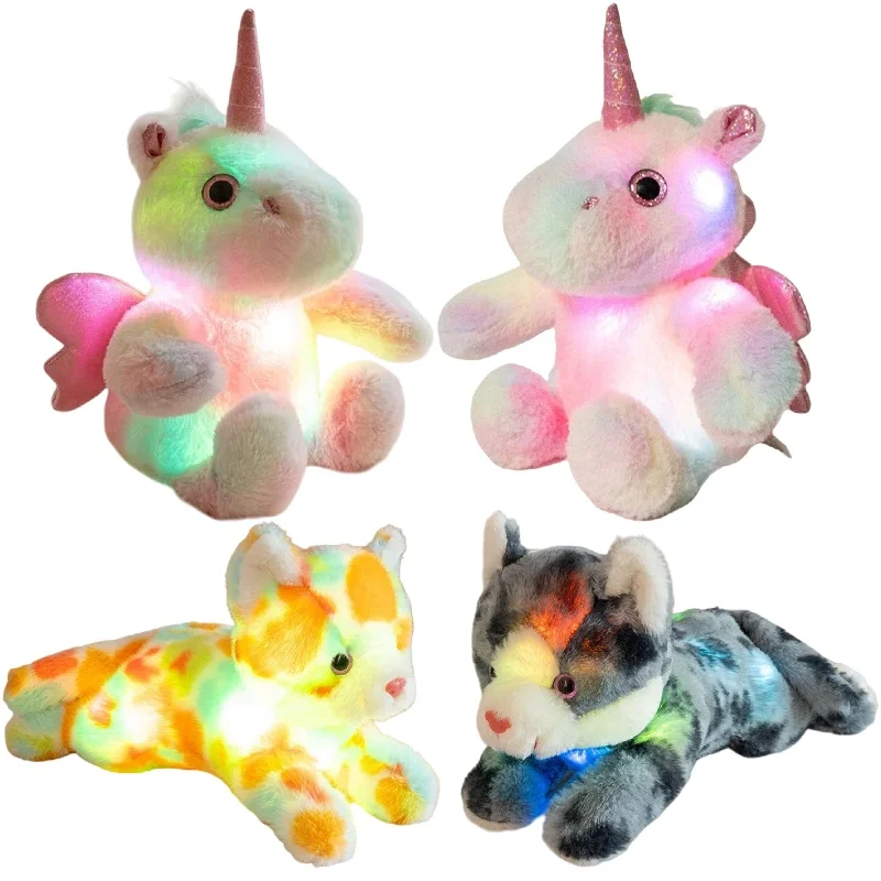 ตุ๊กตายูนิคอร์นเรืองแสง LED สีสันสดใส ของขวัญคริสต์มาส ของขวัญวันเกิดสำหรับเด็ก