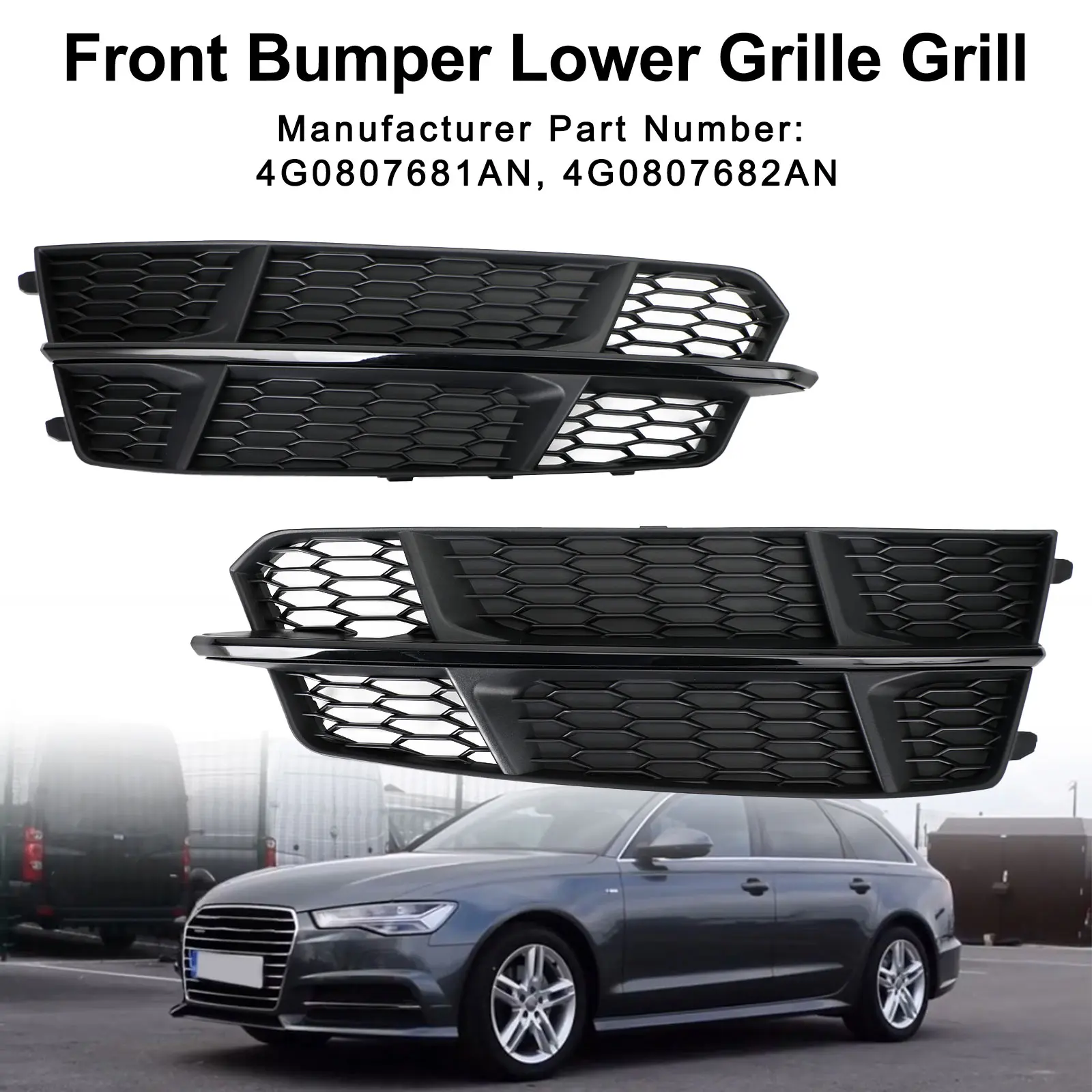 Areyourshop Front Bumper Lower Grille Grill for Audi A6 C7 S-Line 2016 2017 2018 Sline Matt Black Car Accessories Parts