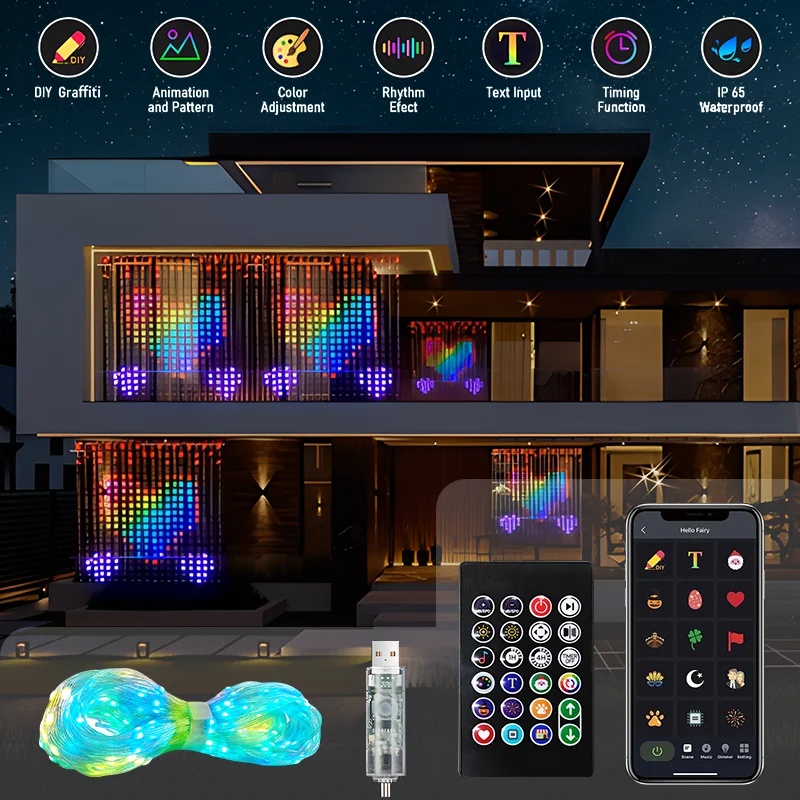 400LEDs Animated Curtain Lights Static Dynamic Curtain String Lights RGB Color Changing Group Control DIY Christmas Window Light