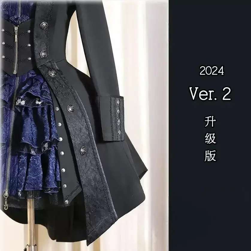 معطف طويل لسترة الرياح الأصلية على جناح الخفّاش، لوليتا قوطي قديم بجزء سفلي كبير #3