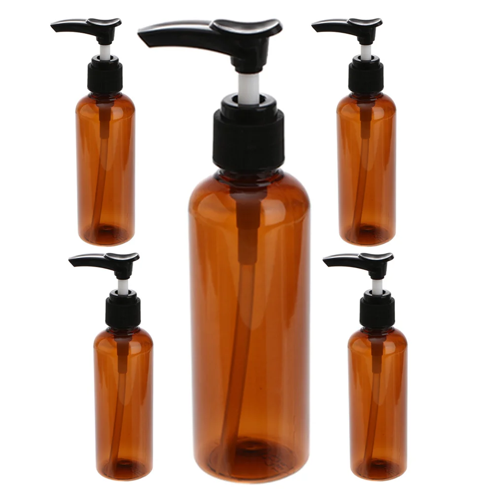 Bouteilles à pompe anti-fuite, 5 pièces, bouteilles vides rechargeables de 100ml, distributeur de shampoing de voyage, bouteille à pompe pour savon liquide de lavage du corps