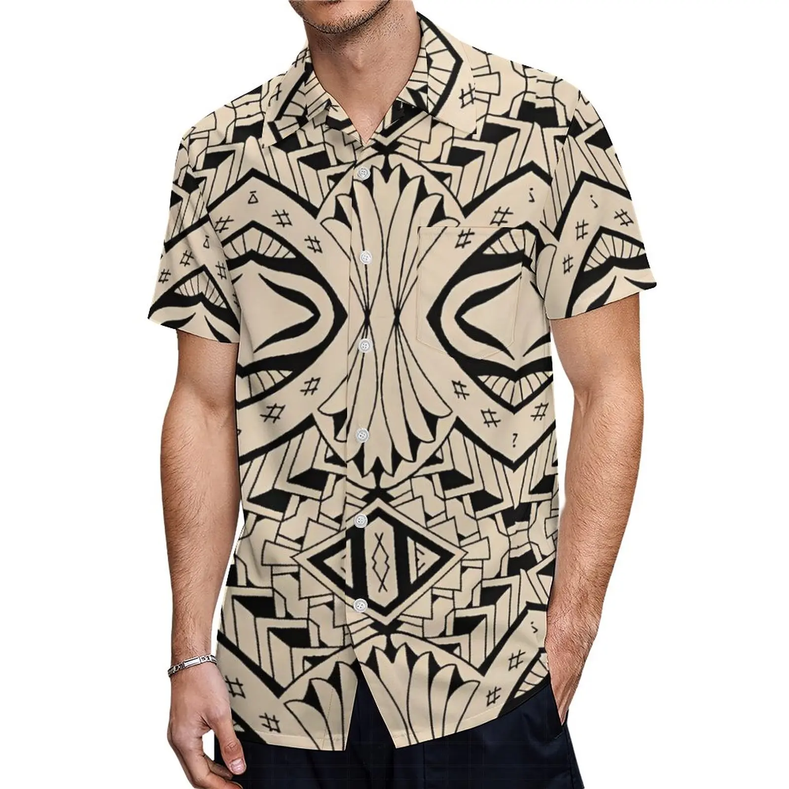 New men's casual shirt Loose top short sleeve T-shirt Casual handsome men's shirt Samoa Polynesian Tribe free shipping