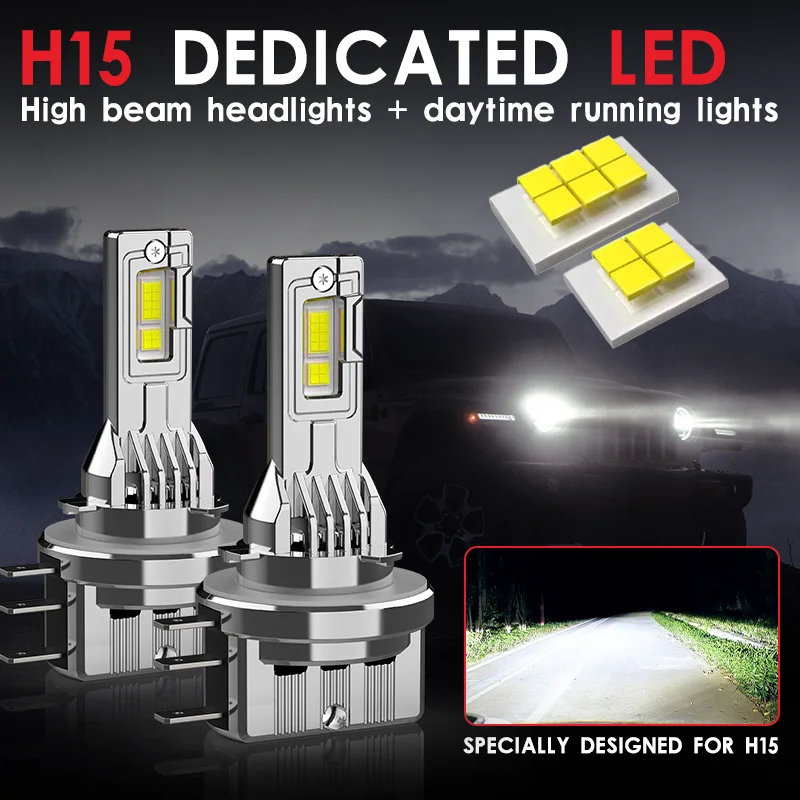 

2Pcs Turbo H15 Headlight Bulbs for Volkswagen Golf 7 High Beam Headlights DRL Daytime Running Lights White 6000K 30000LM