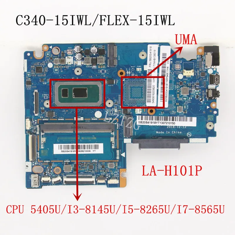 Imagem -02 - Placa-mãe do Portátil para Lenovo La-h101p C34015iwl Flexx-15iwl S340-15iwl Portátil 5405u i3 i5 Processador Central de i7 gb Ram 0g 4gb Ram Trabalho do Teste