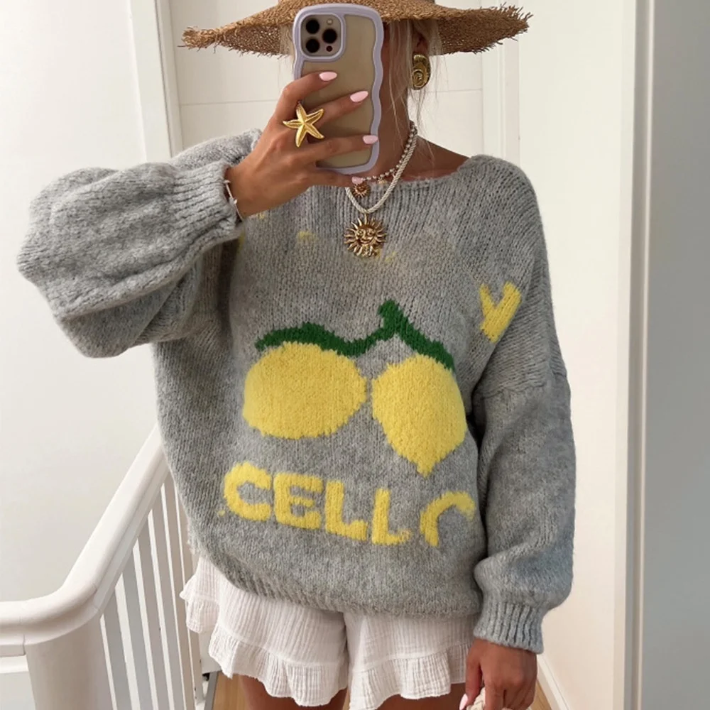 

Women's Casual Long Sweater Jacquard Sweater Loose Fit Overhead Long Sve Lantern Sve Polyester Fiber Single Piece