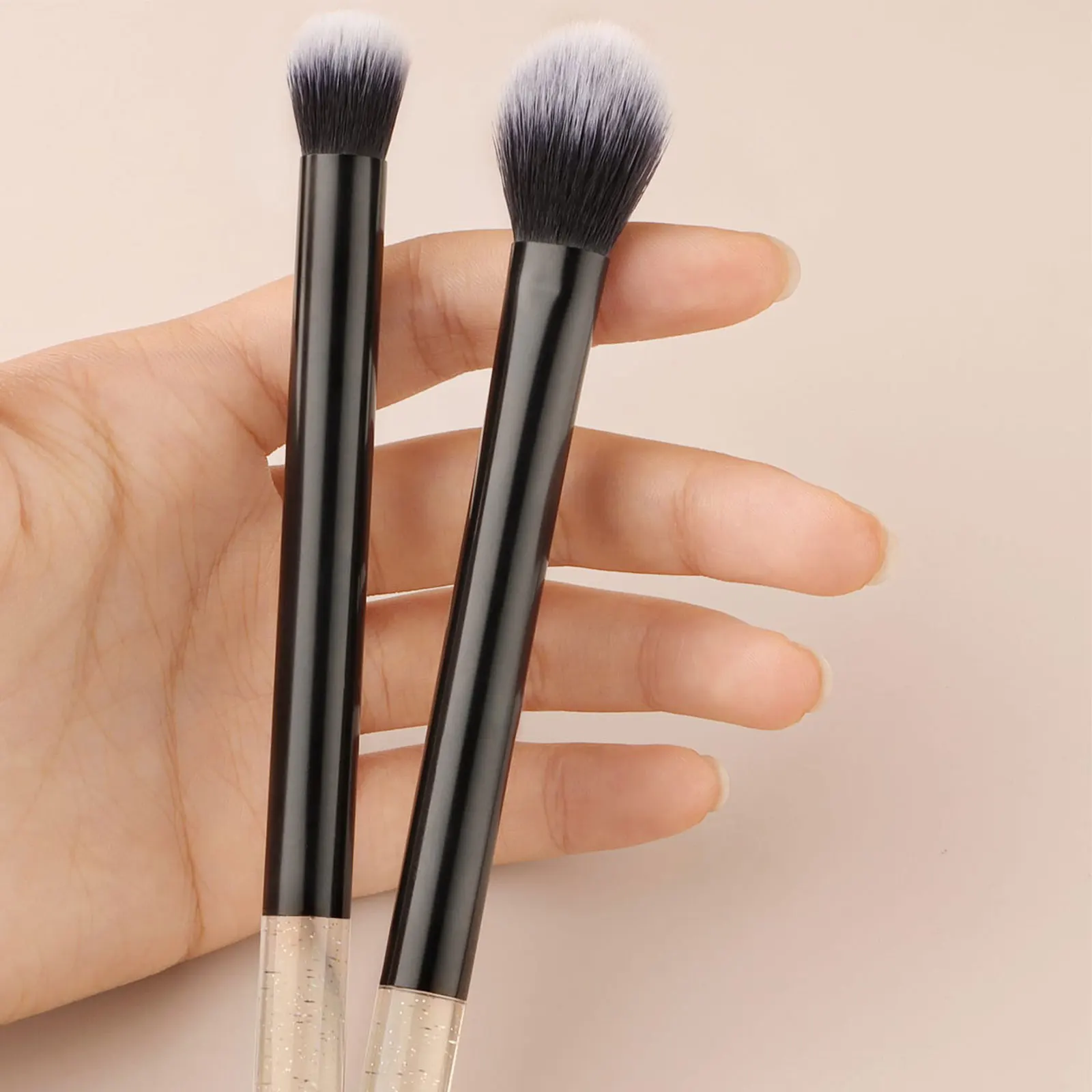 Kuas Blush ON สีดำ2ชิ้น/เซ็ตและ kuas Rias ผสมแก้ม kuas Blush ON kuas Rias peralatan Rias