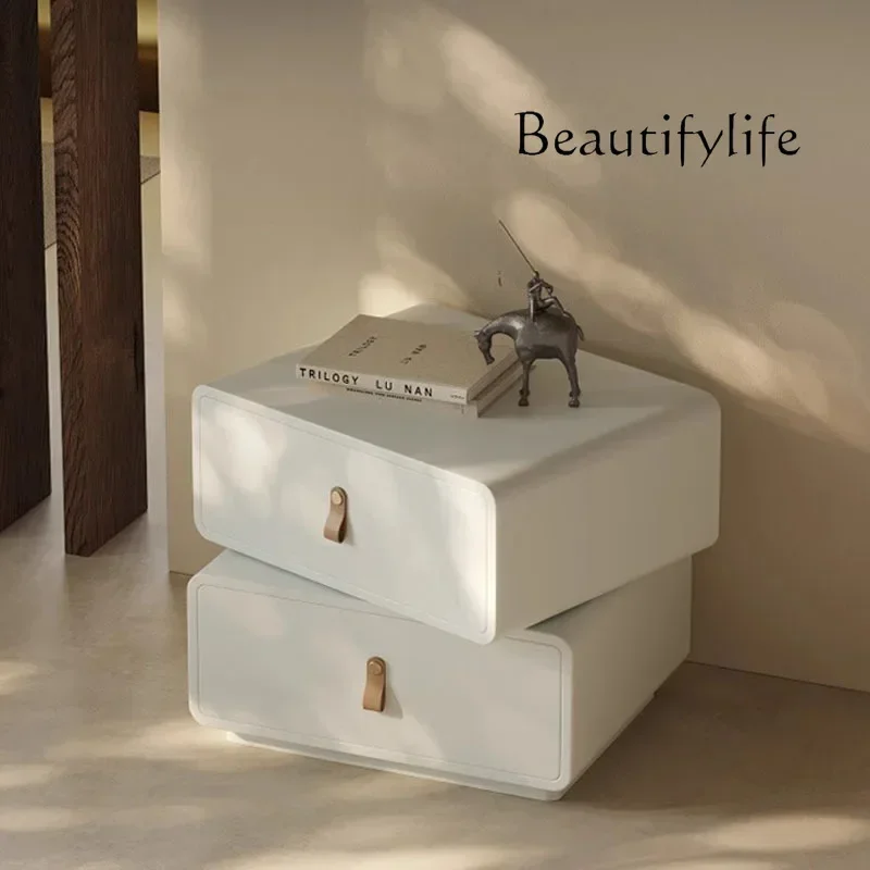 NN W Premium Bedside Table Designer New Rotatable Bedside Table Simple Paint Modern Locker