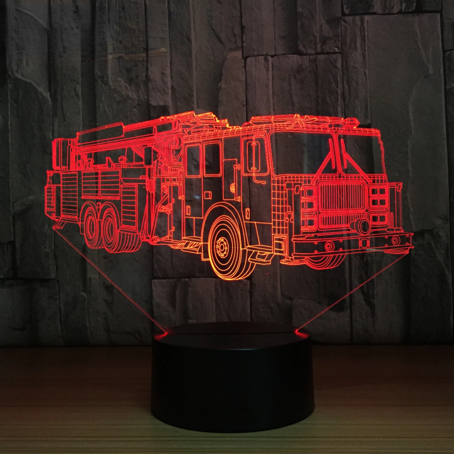 

3D Fire Engine Modelling Table Lamp with 7 Vibrant Colors Changing Feature - Fun and Unique Fire Truck Car Night Light USB Sleep