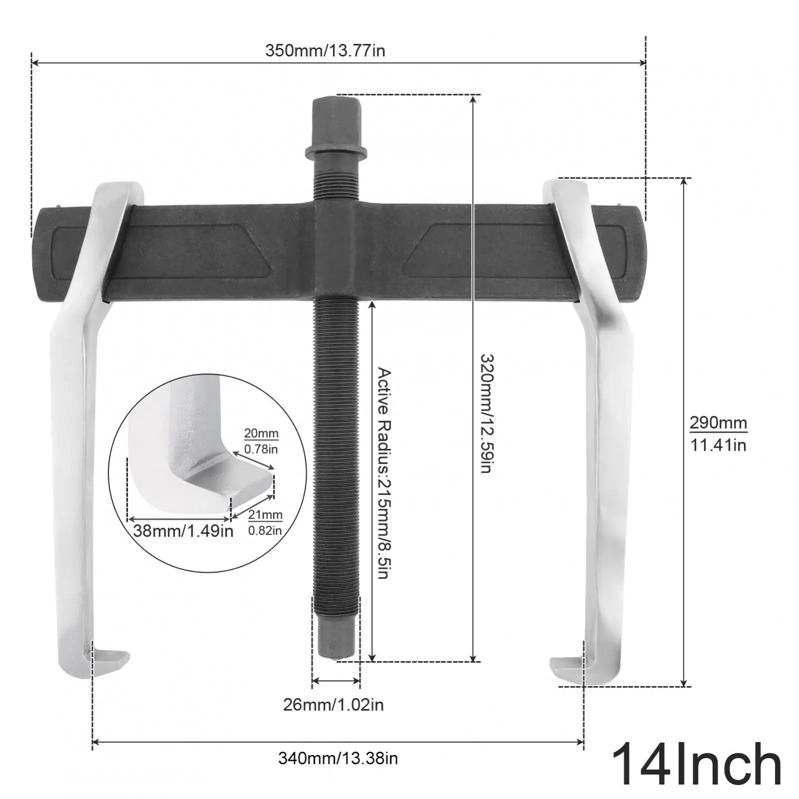 14inch 350mm Separate Lifting Device Strengthen Bearing Puller for Car Repair Hand Tool with 2 End Strap Anti Detachment Design