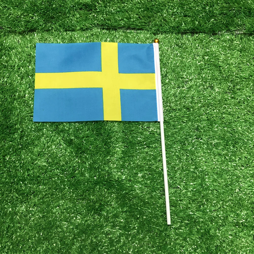 (SKY FLAG) Schwedische Handflagge 14x21cm Polyester Doppelseitige Durchdringung Schwedische Handflagge zur Dekoration – Detail 4