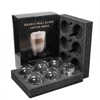 6PCS/Set Espresso Cups Double Wall Hand Blown coffee Shots Glass Espresso Coffee Mugs In Gift Box Perfect For Espresso Latte