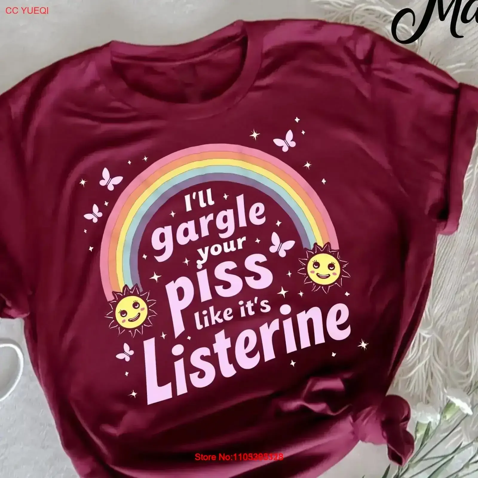 Camiseta de Humor Adulto Divertida y Atrevida con la Frase 'I'll Gargle Your Piss Like It's Listerine', Estilo Vintage Oscuro, Lavada y Cómoda