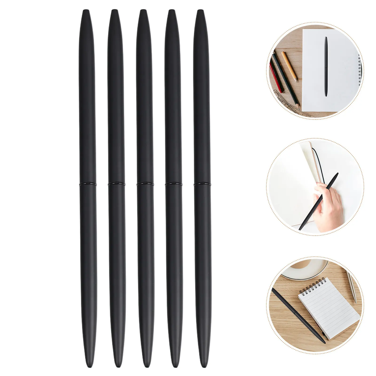 5Pcs Metal Rotating Ballpoint Pens Black Ink 1.0mm Reliable Retractable Mechanism Ergonomic Grip for Office Study Home Guest