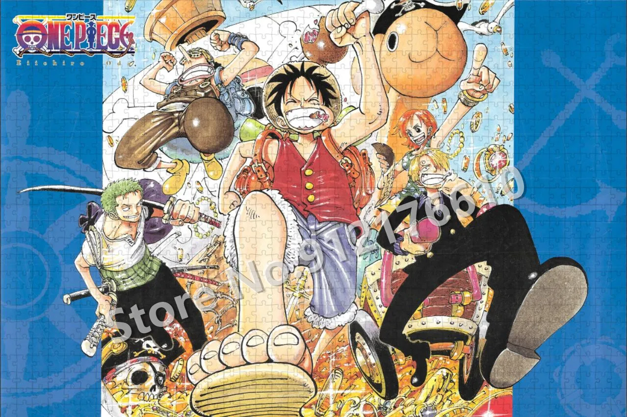 One Piece Luffy Nami Zoro 300/500/1000 Pcs Wooden Puzzles for Adult Japanese Anime Character Jigsaw Puzzles Decompressing Toys