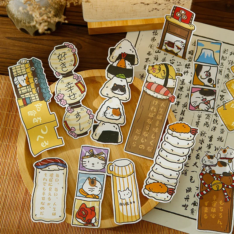 Cute Cat Rice Ball Sushi Koi Pattern Japan Style Bookmark Paper Material Stationery for Book Lovers