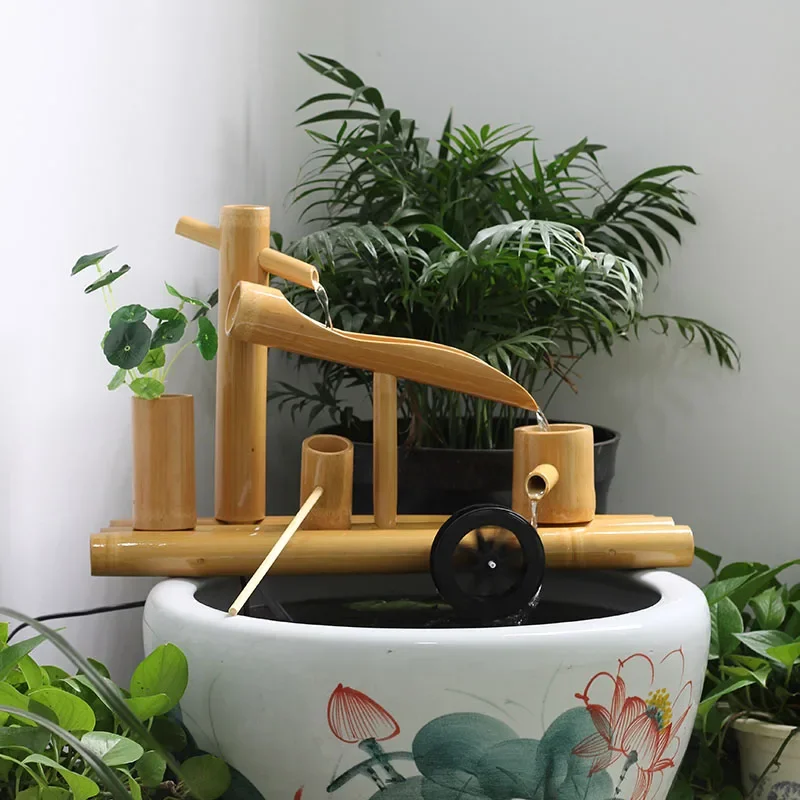 1Set Circulating Water Bamboo Aquarium   Waterfall Water Fountain Filter  New Outdoor Garden Fountain Fish Tank Home Decoration