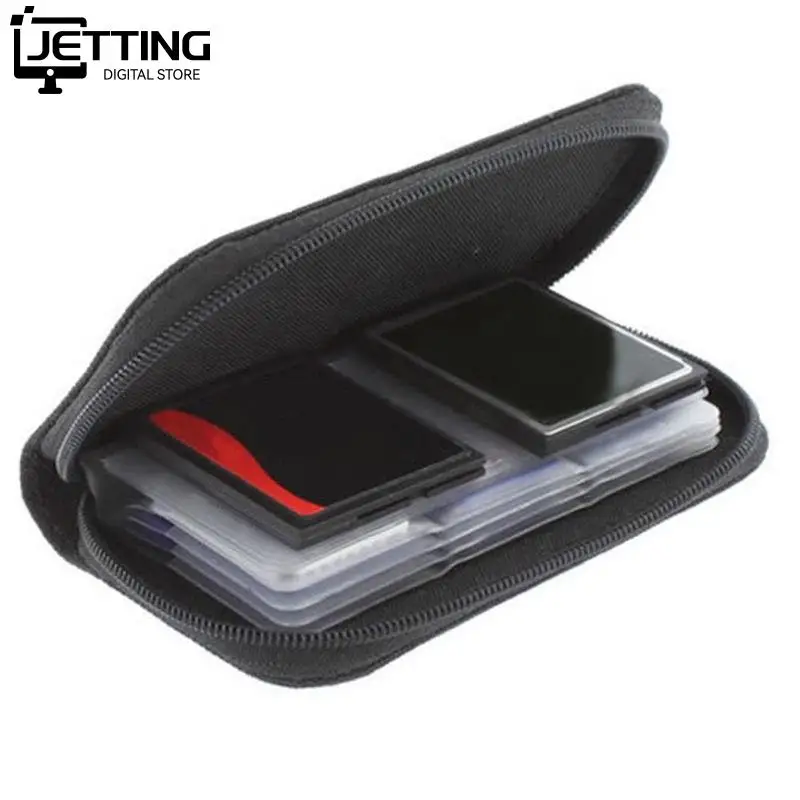 1 PC Black 22 SDHC MMC CF Micro SD Memory Card Storage Carrying Zipper Pouch Case Protector Holder Wallet