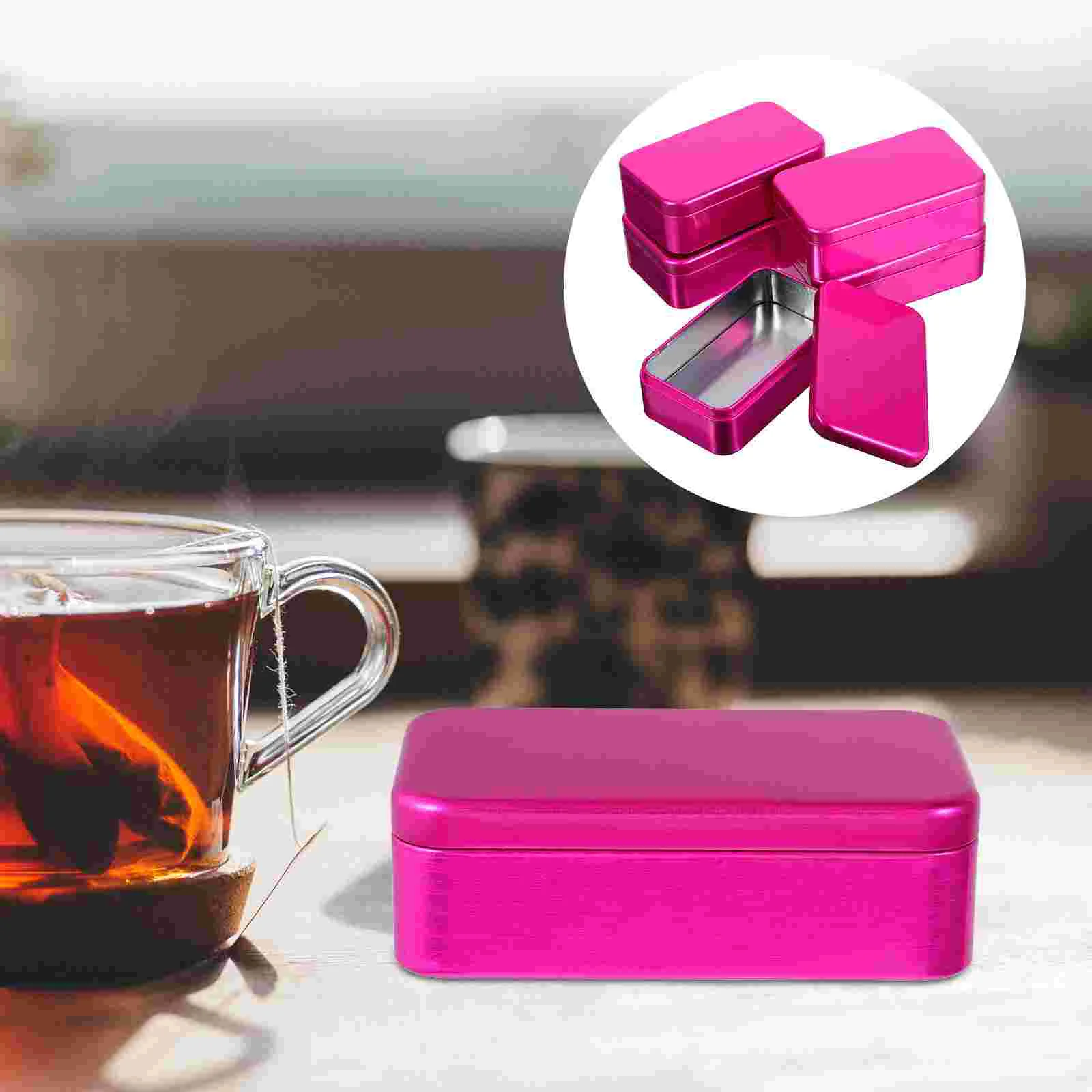 

5 Pcs Square Brushed Small Iron Box Mint Tins Empty Travel Cookie Mini with Lids Containers Candy Favor Boxes Cans