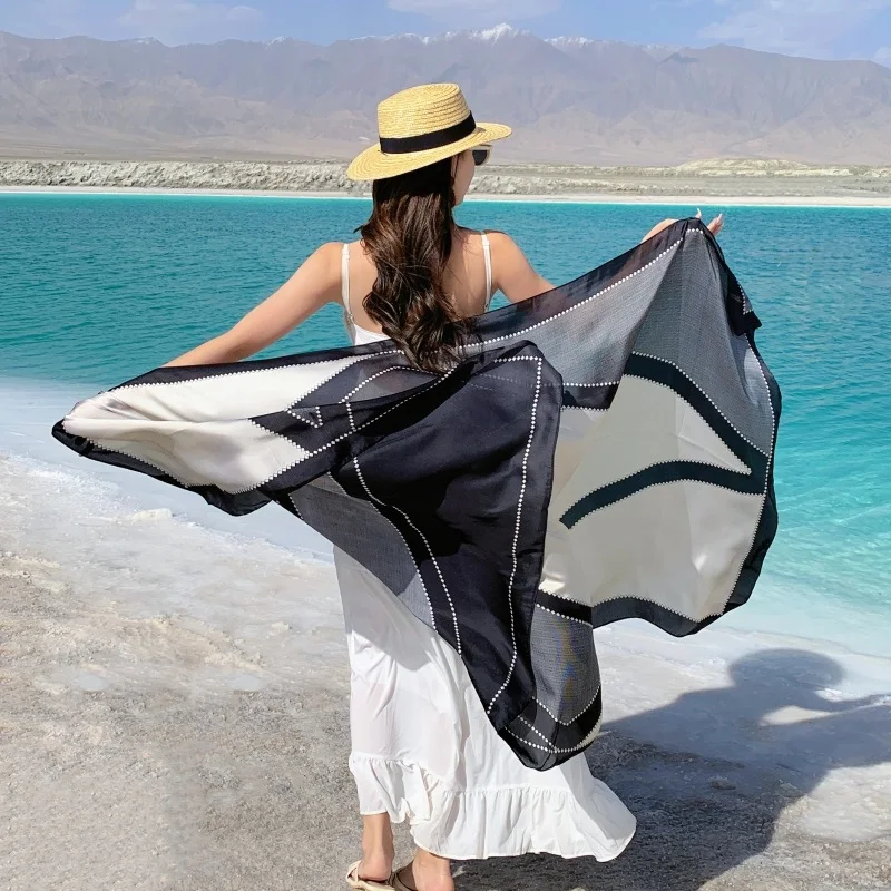 6 Styles 90x180cm Silky Thin Beach Sunscreen Scarve Bikini  Shawl Sarong Wrap Scarf Women Brazilian Swimsuit Bathing Cover-ups