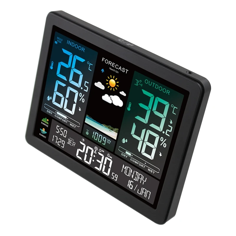 7" Color LCD Wireless Weather Station Digital In/Outdoor Table Wall Thermometer Hygrometer Alarm Clock Trend Forecast Barometer gallery 3