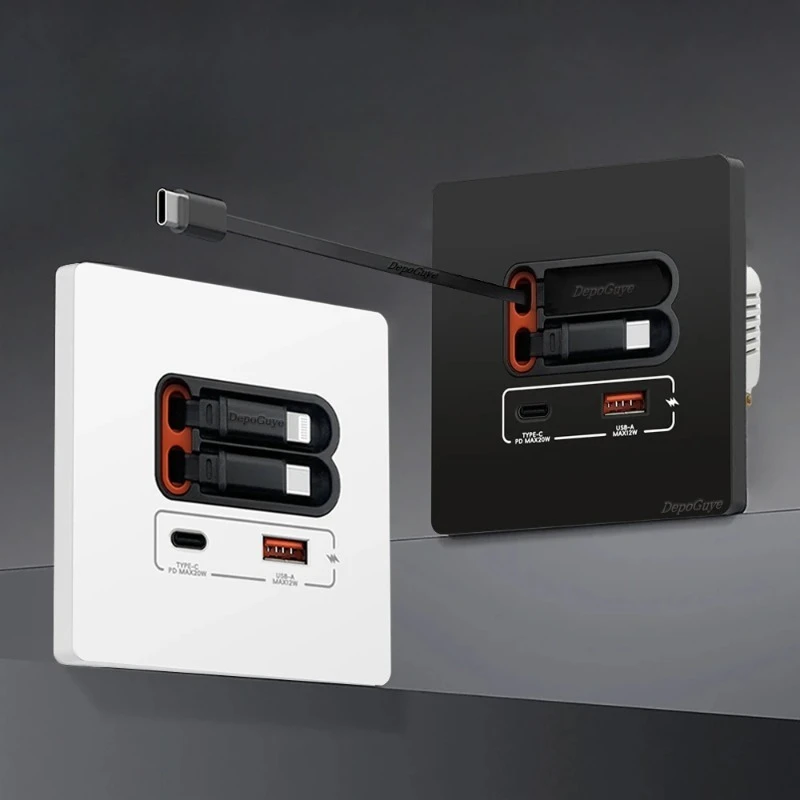 EU Universal  20W USB C Smart Socket Panel With Dual Type-c Fast Charge Ports  Outlet,Mobile phone charging Type-c Socket