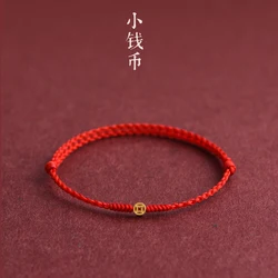 Handmade Red String Bracelet for Women Men Mini Chinese Lucky Coins Red Rope Bracelet Amulet for Protection Couple Charm Jewelry