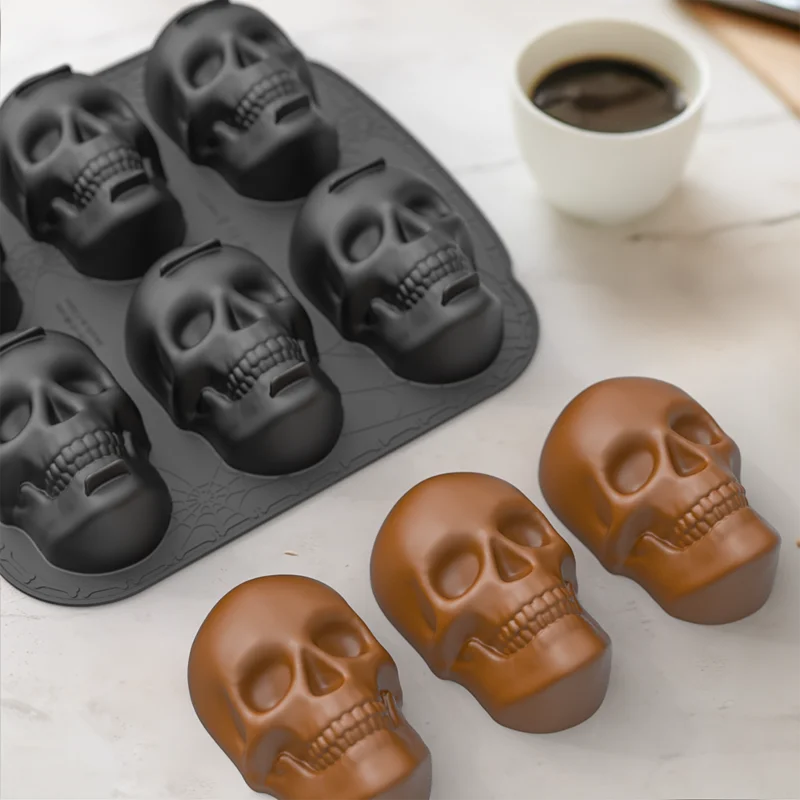 Skull Pan For Baking 3D Skull Candle Mold Kitchen Gadget For Home Bakery Shop Coffee Shop Bar For Cake Fudge Chocolate Ice Cream