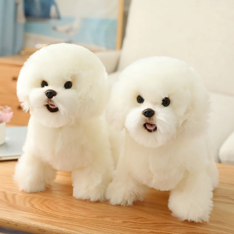 Realistic Bichon Frise Dog Plush Toys Soft Fluffy Vivid Puppy Doll Lovely Baby Appease Doggy Doll Nice Gift To Family Friends