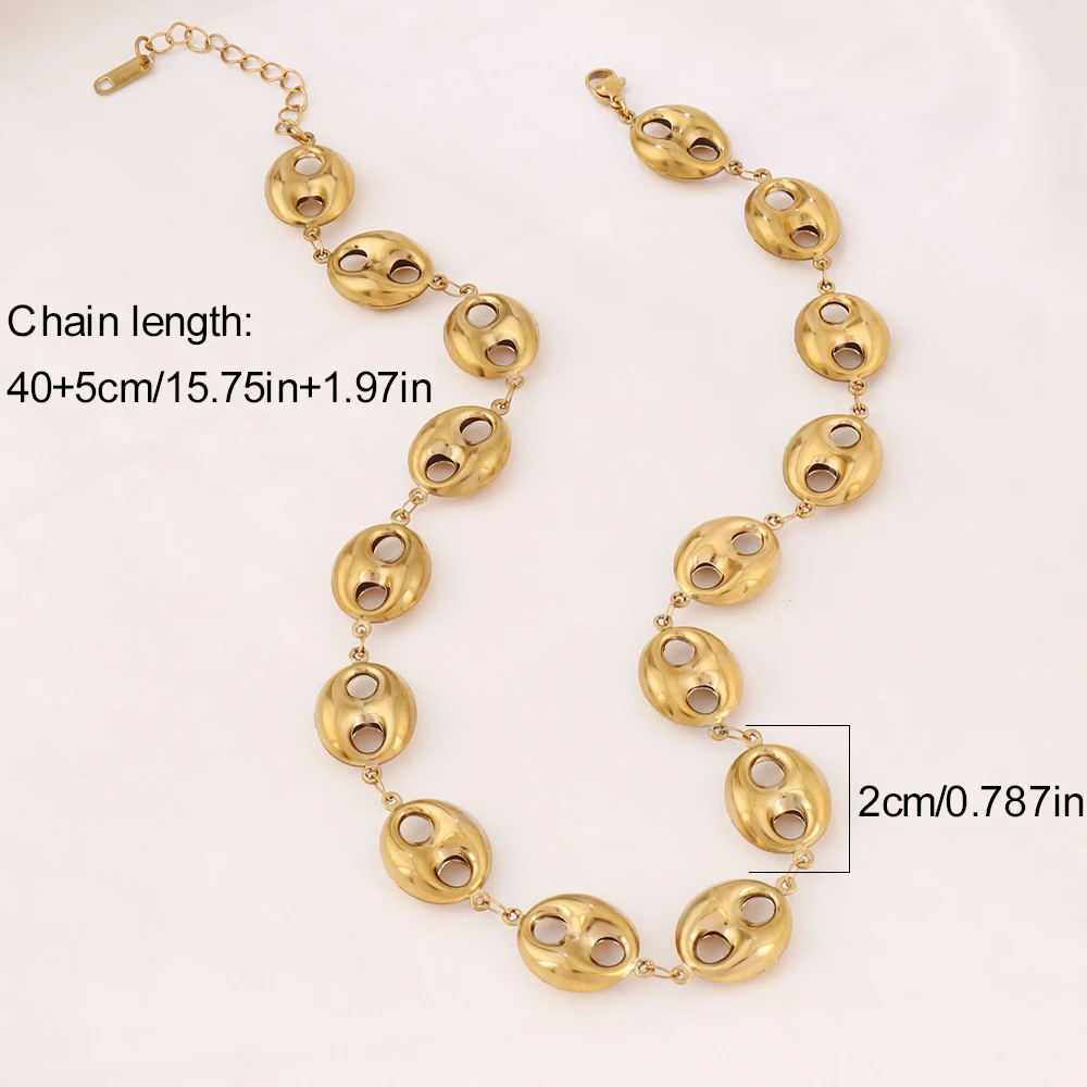 316L Stainless Steel Coffee Bean Chain Necklace Fashion Gold Color Coffee Bean Charms Chain Necklaces For Women Jewelry view 5