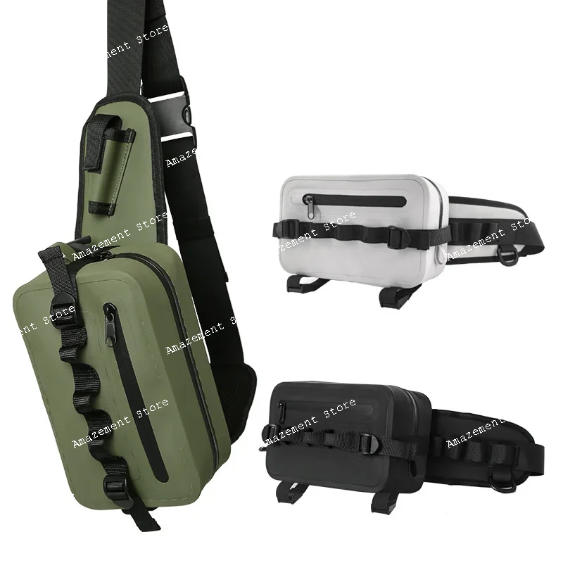 

waterproof luya waist bag with insertable rod, airtight diving, multifunctional crossbody chest bag, outdoor fishing gear