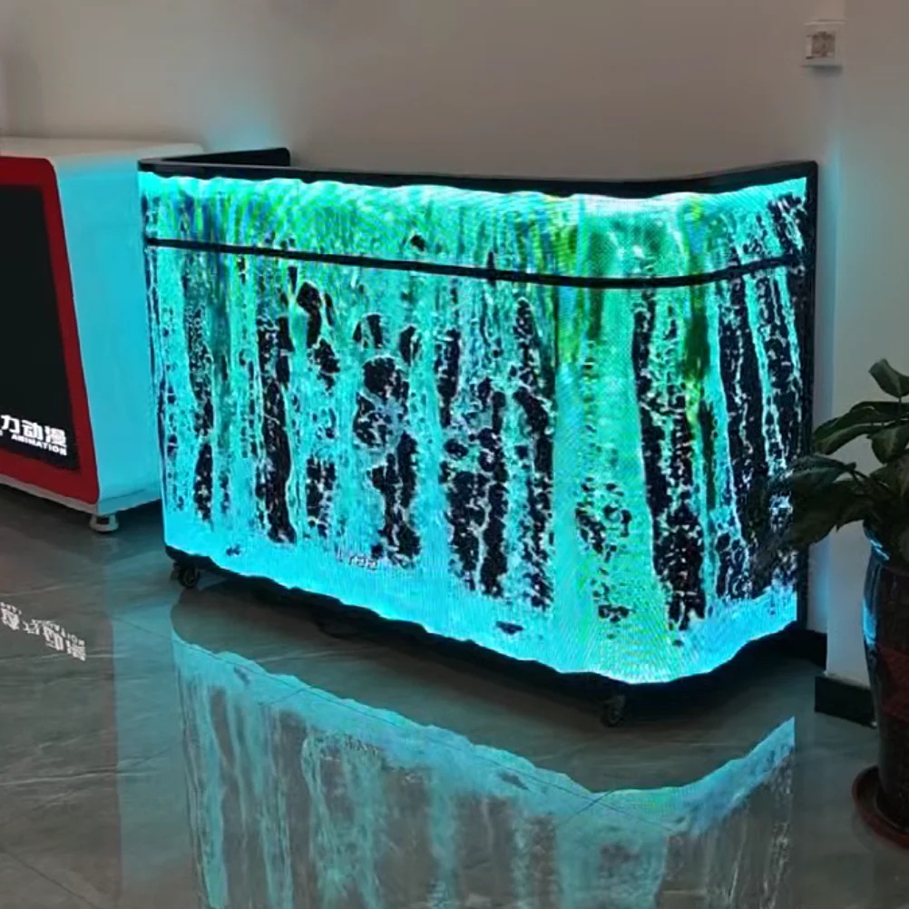 Mobile Curved LED Video Wall DJ Booth Screen, Portable Table Top Dance Stand for Club Exhibition Event
