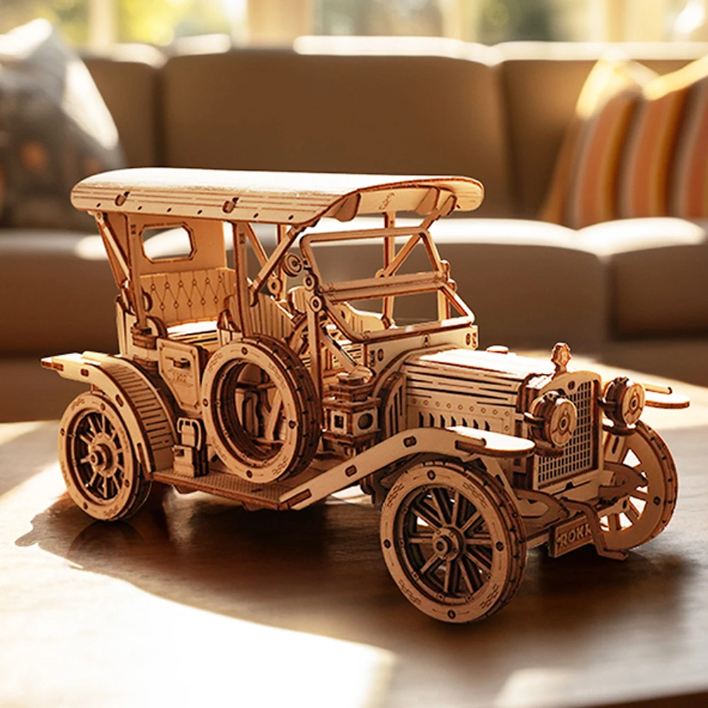 Kit de modèle de voiture Vintage en bois 3D, échelle 1:15, 298 pièces, Puzzle d'assemblage, cadeau artisanal pour adultes, hommes et femmes