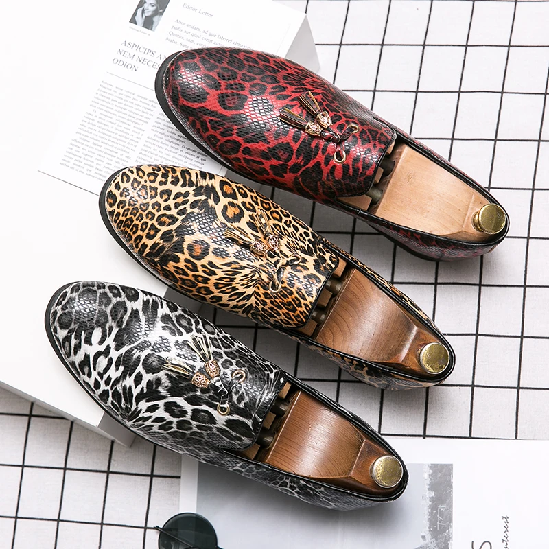 Golden Sapling Leopard Loafers Fashion Party Men\'s Casual Shoes Comfortable Driving Flats Leisure Men Loafer Slip on Moccasins