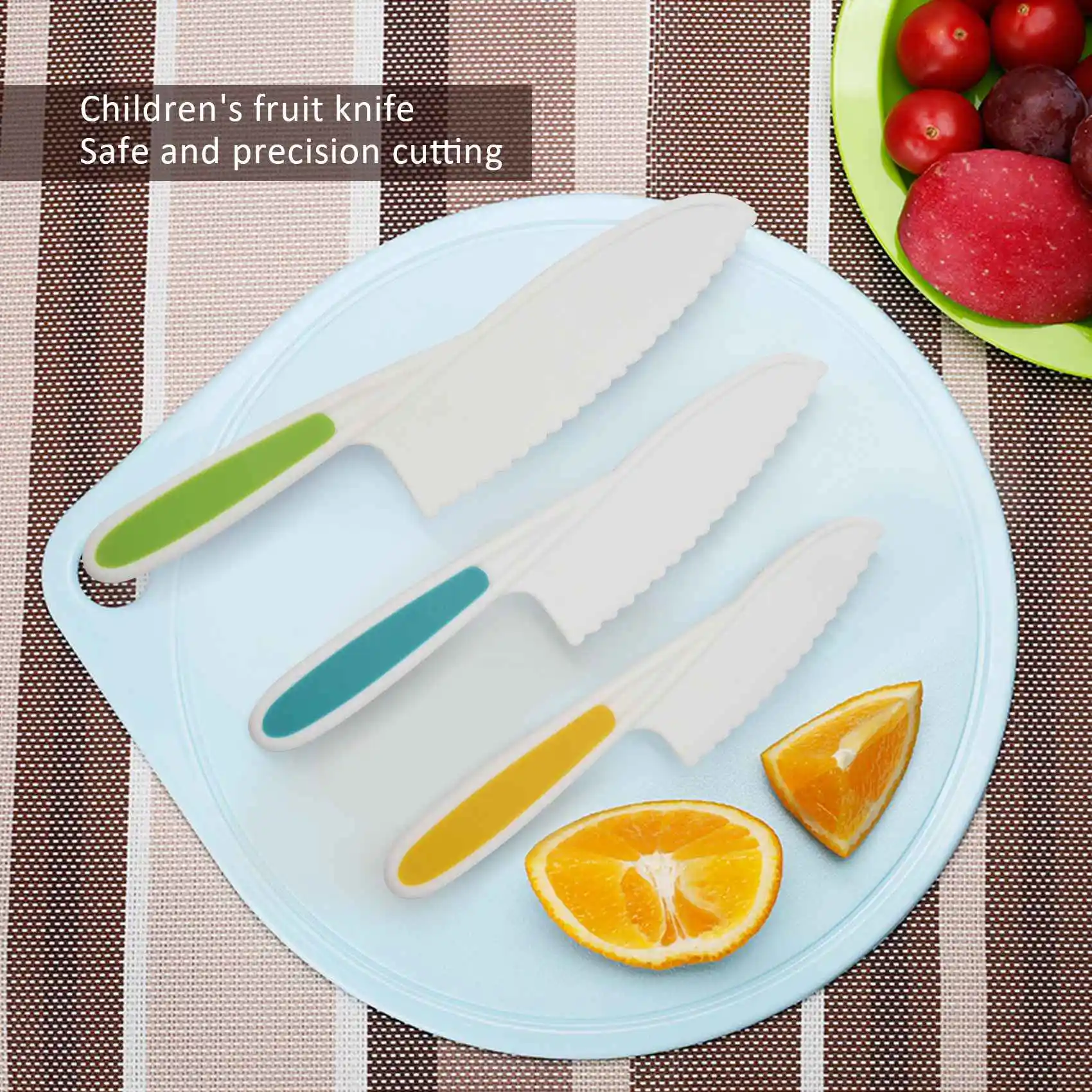 Knives For Kids 3-Piece Nylon Kitchen Baking Knife Set,Children's Cooking Knives Firm Grip, Serrated Edges Limited Time Offer