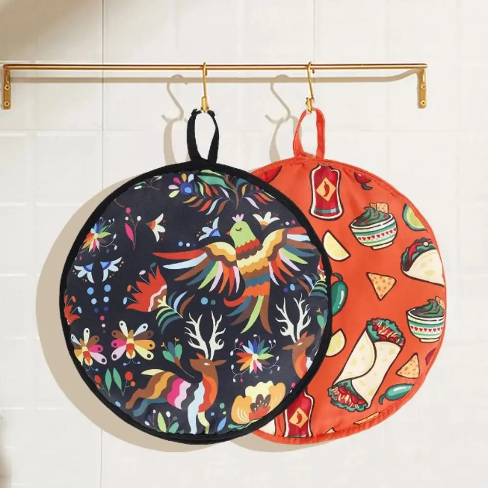

Practical 30cm Tortilla Warmer Pouch Round Heat Resistant Burrito Cloth Bag Reusable with Handle Pancake Thermal Bag Outdoor