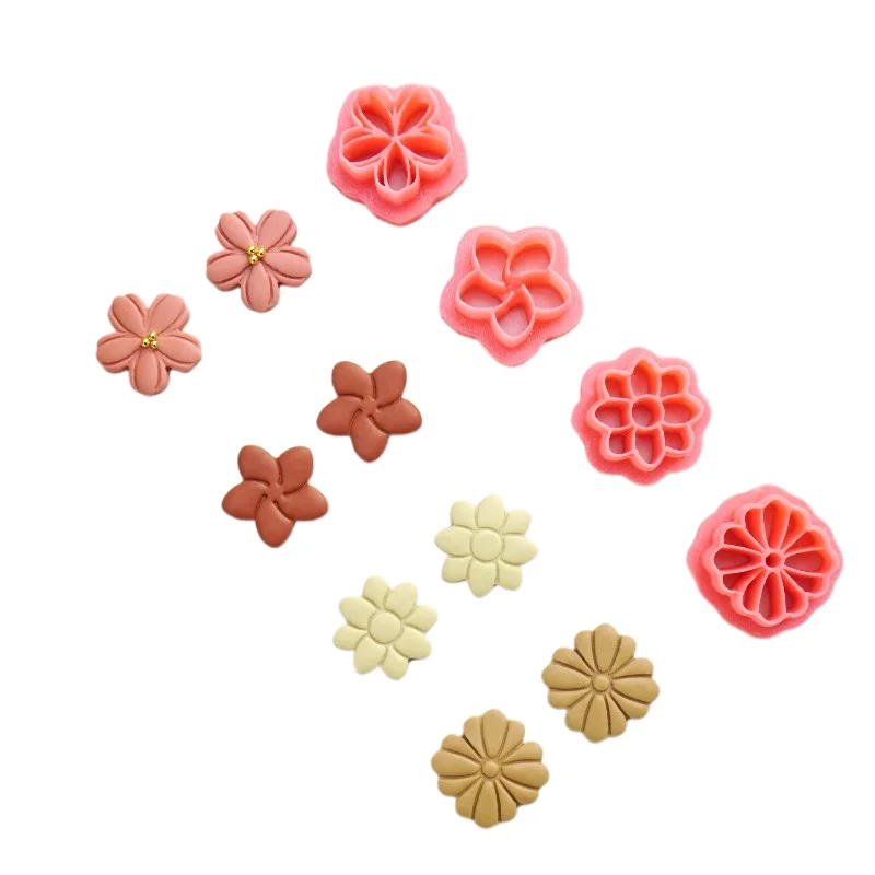 Divers emporte-pièces en argile polymère pour formes de fleurs, moule à boucles d'oreilles en céramique souple, outil de modelage rapide pour bijoux DIY, pendentif, coupe d'argile